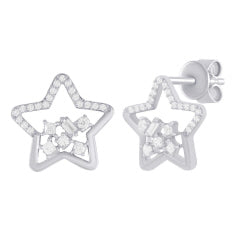 14KT WG Diamond Star Earrings