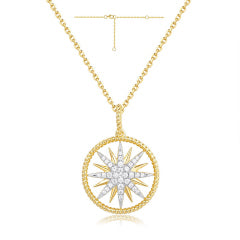 14KT YG Diamond Starburst Pendant