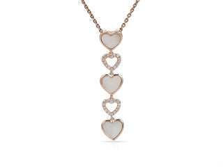 14KT YG DIA .11ctw MOP 0.7ctw Heart Drop Necklace