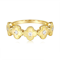 14KT YG Diamond Multi Clovers Ring