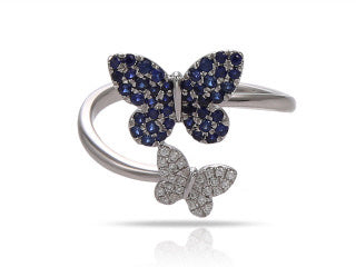 Sapphire & Diamond Butterfly Ring