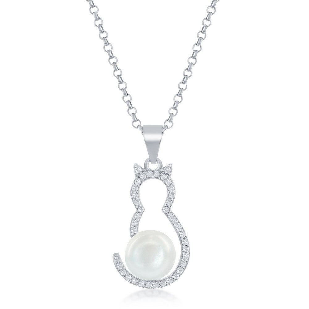 Cat Round Pearl Necklace