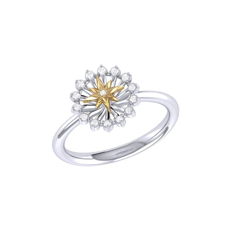 Sterling Silver Two Tone Starburst Ring