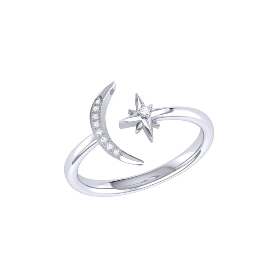 Sterling Silver Starlit Moon Ring