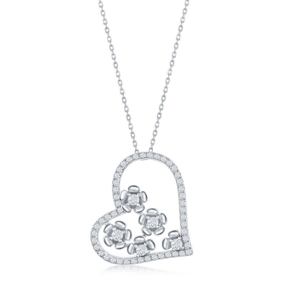Heart and Flowers Necklace